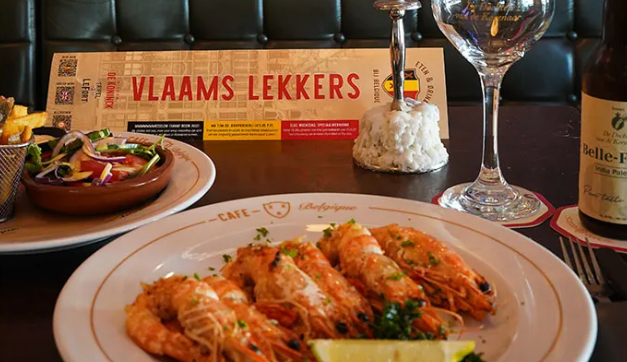 Scampi's à la Belgique met wijn